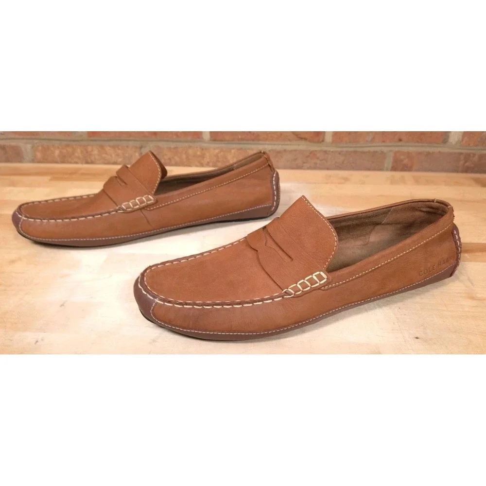 Cole Haan Men's Wyatt Brown Suede Penny Loafers Driving Shoes Size 9.5